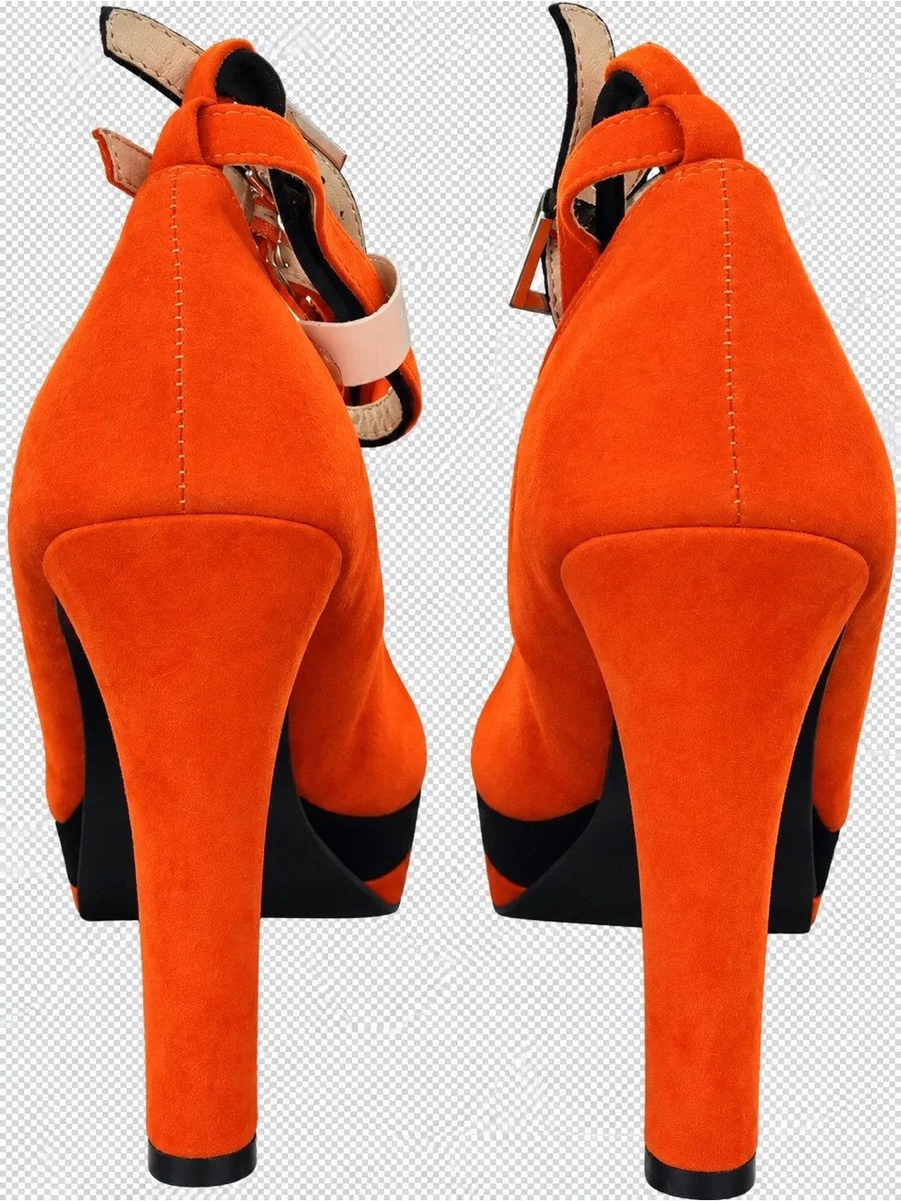 Orange Platform Pump with Black Accent - Women's Heels